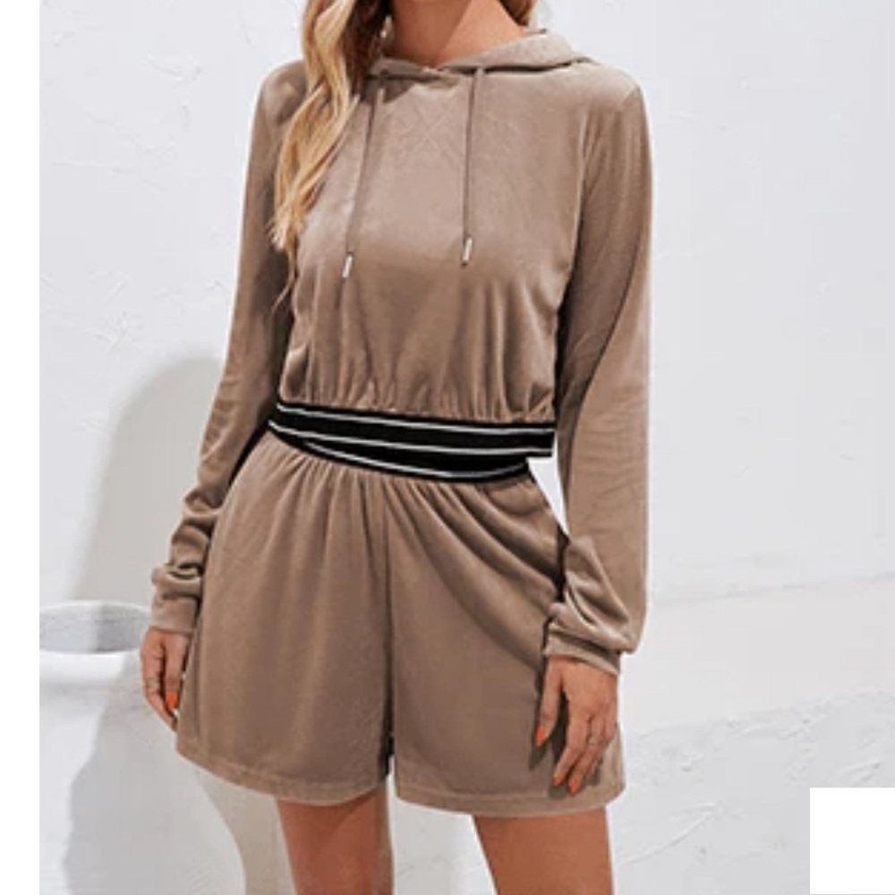 2 piece velour shirt and hoodie set size xl